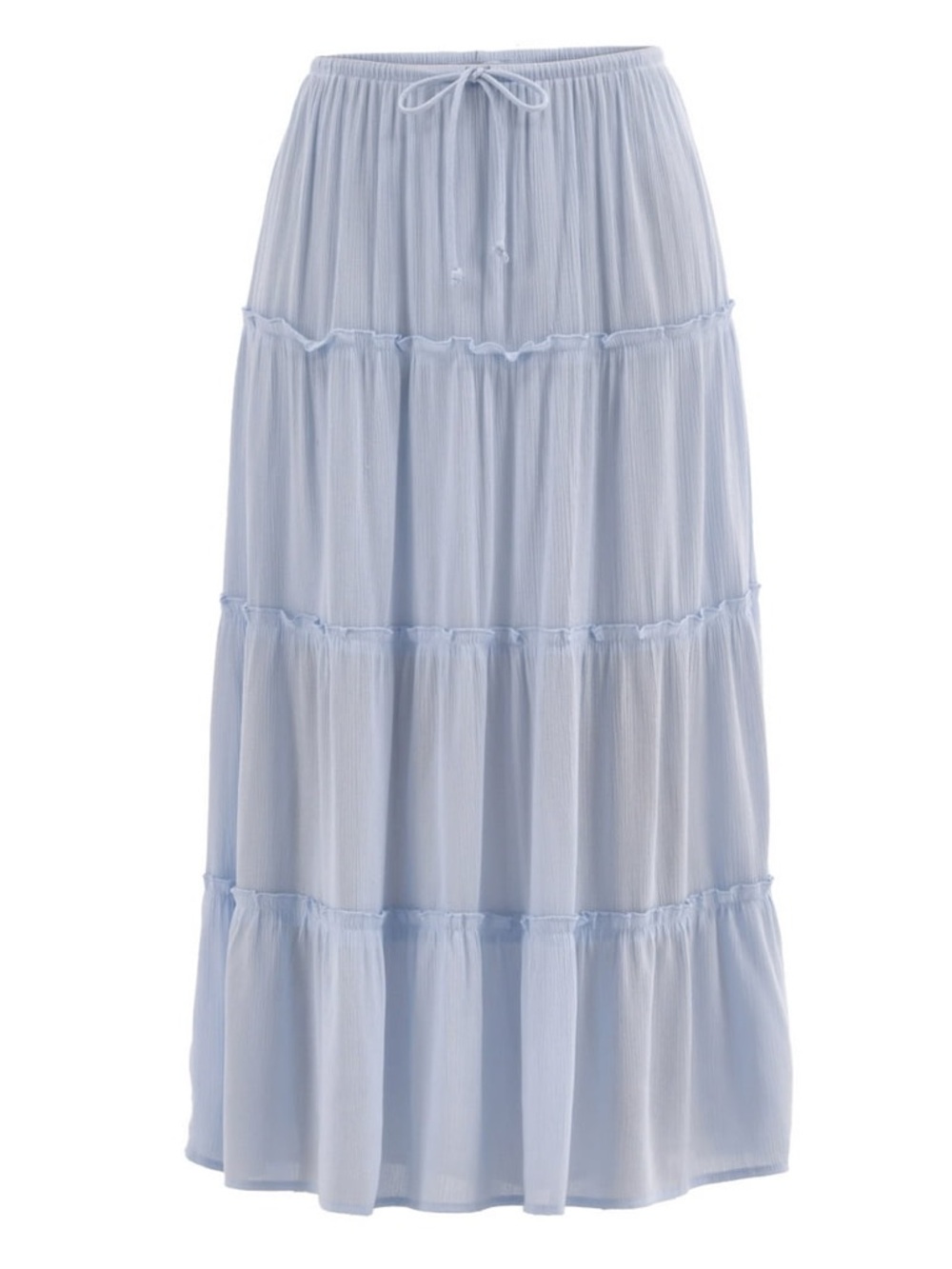 No Boundaries Light Blue Tiered Maxi Skirt with Drawstring Waist